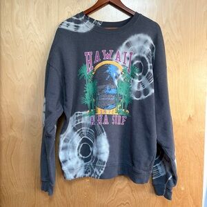 Ascot + Hart Grey Acid Dye HAWAII Super Soft Oversized Lounge Sweatshirt Medium